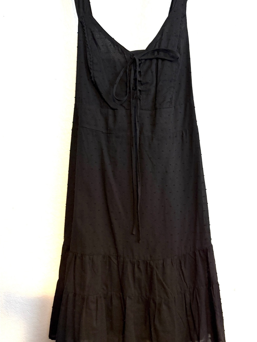 Xhilaration Black Sleeveless Smocked Tie-Front Midi Dress